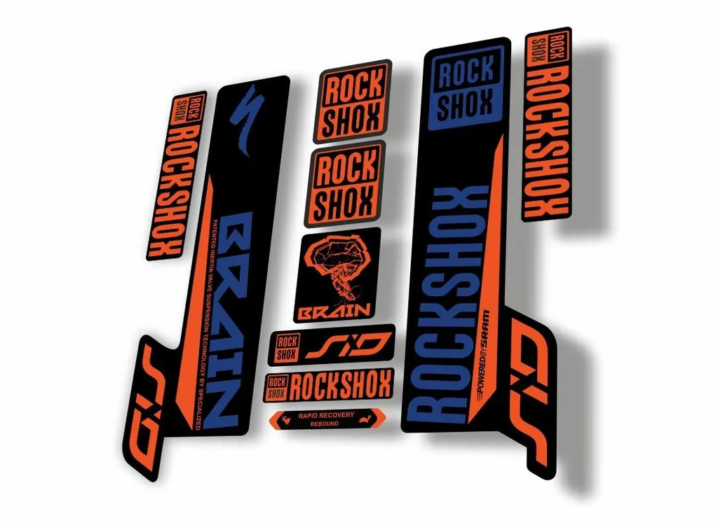 Rock Shox SID Brain 2018 Mountain Bike Cycling Decal Sticker Adhesiv Orange Blue