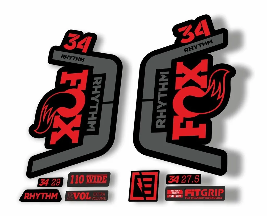 FOX 34 Rhythm 2019 Forks Suspension Factory Decal Sticker Adhesive Red-Gray