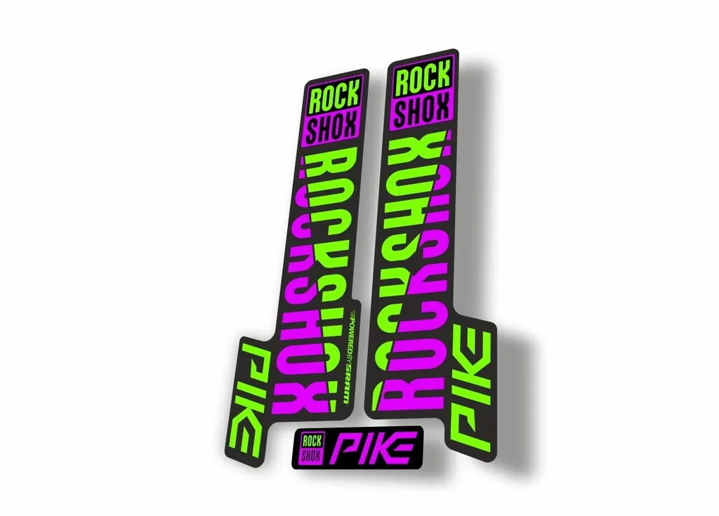 Rock Shox Pike 2018 Mountain Bike Cycling Decal Kit Sticker Adhesiv Purple Green