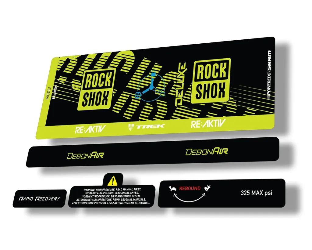 Rock Shox Deluxe RT3 RE AKTIV 2020 Rear Shock Decal Sticker Set Lime Green