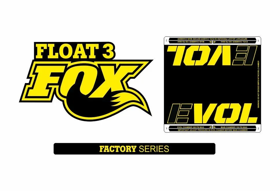 FOX Float 3 EVOL Snow Mobile Rear Shock Sticker Factory Decal Kit Adhesiv Yellow