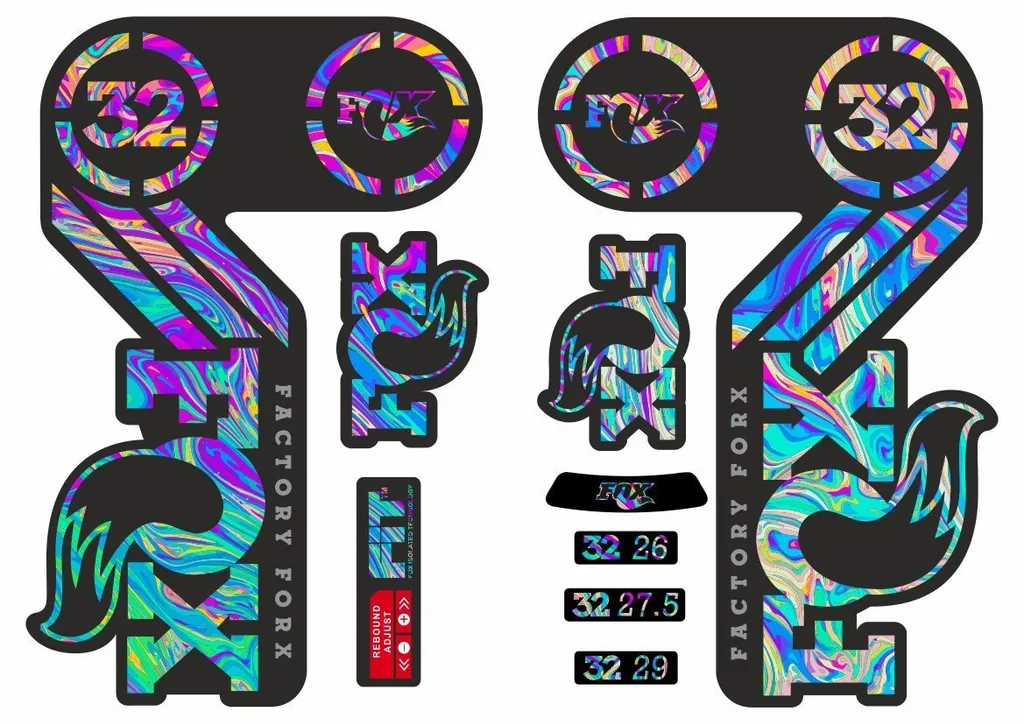 FOX 32 Heritage 2015 Fork Suspension Factory Decal Sticker Adhesive Oil Slick 1
