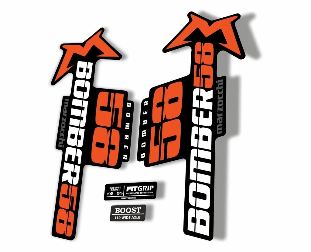 Marzocchi Bomber 58 2018 Fork Suspension Sticker Decal Kit Adhesive Orange White