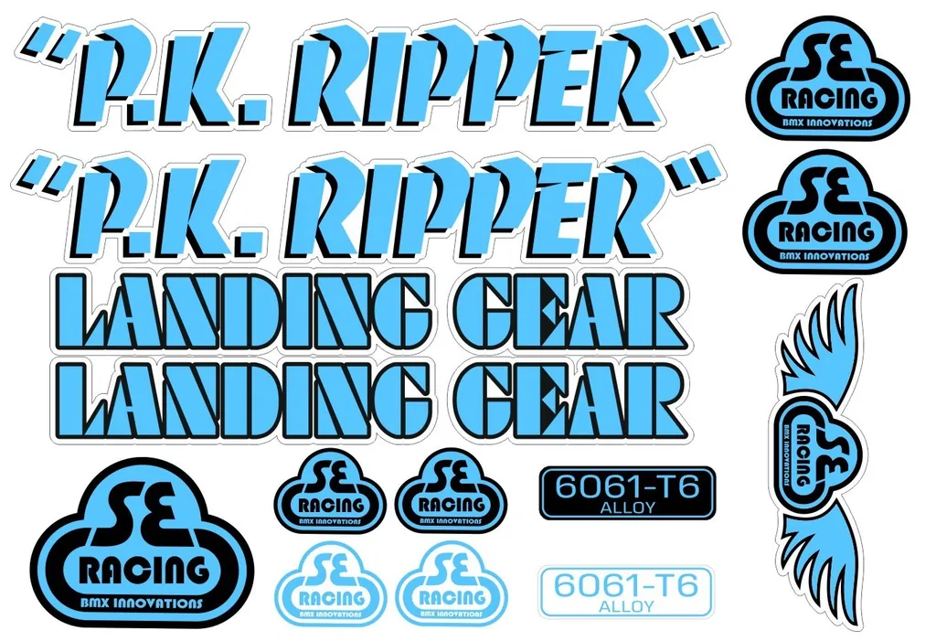 BMX PK RIPPER Landing Gear Sticker Set Factory Sticker Adhesive Vinyl Blue