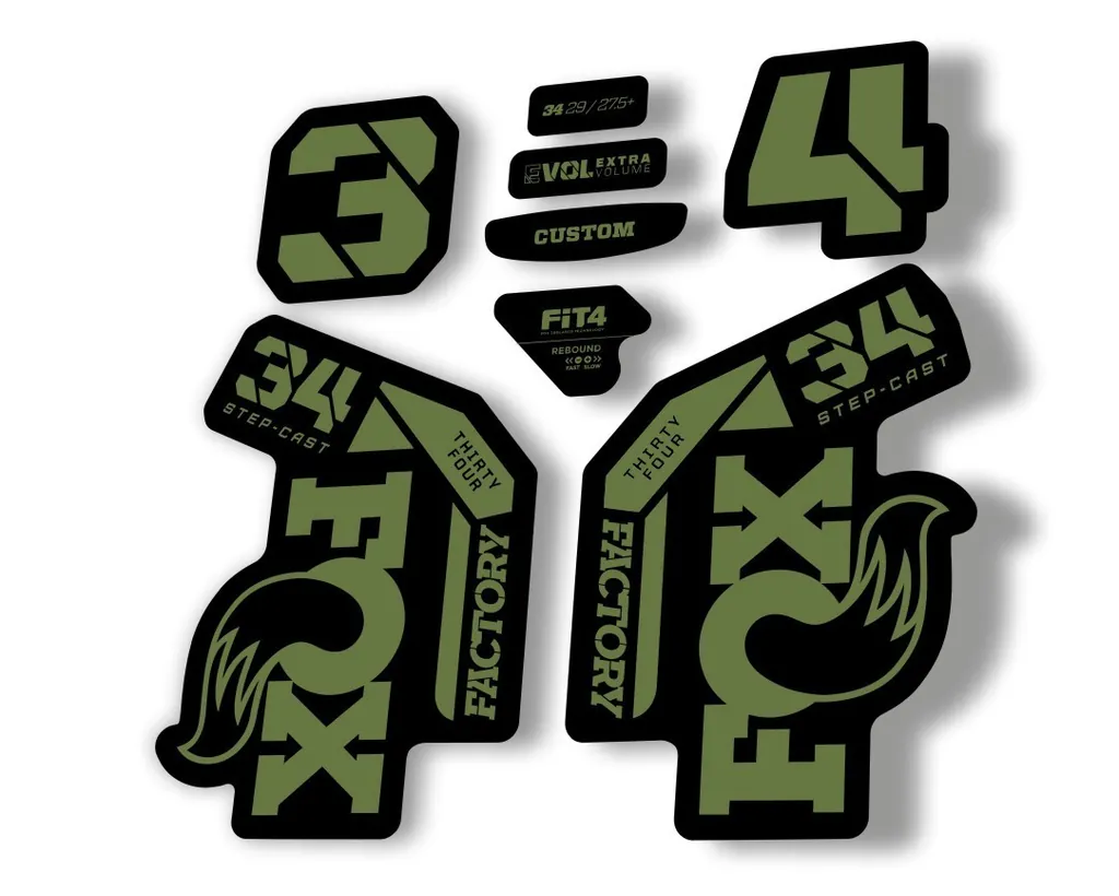 FOX 34 Step Cast SC 2023 Factory Fork Decals Suspension Sticker Olive