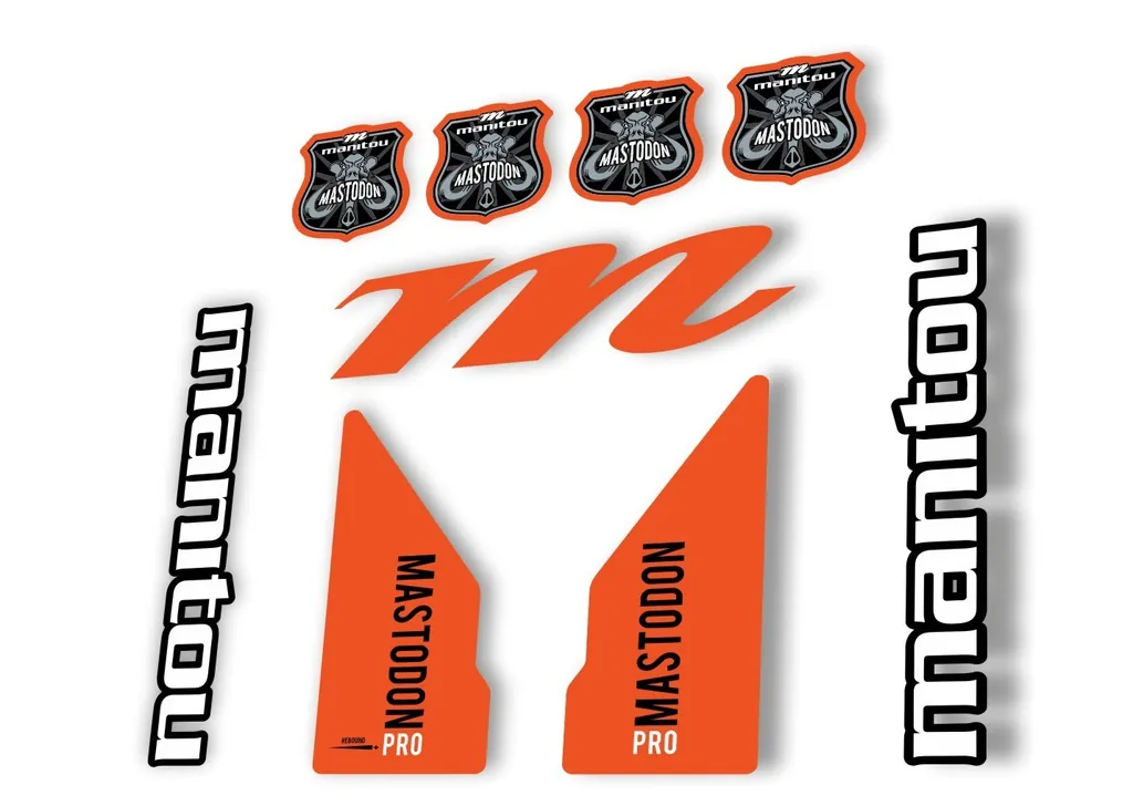 Manitou Mastadon Pro 2017 Fork Suspension Decal Kit Sticker Orange