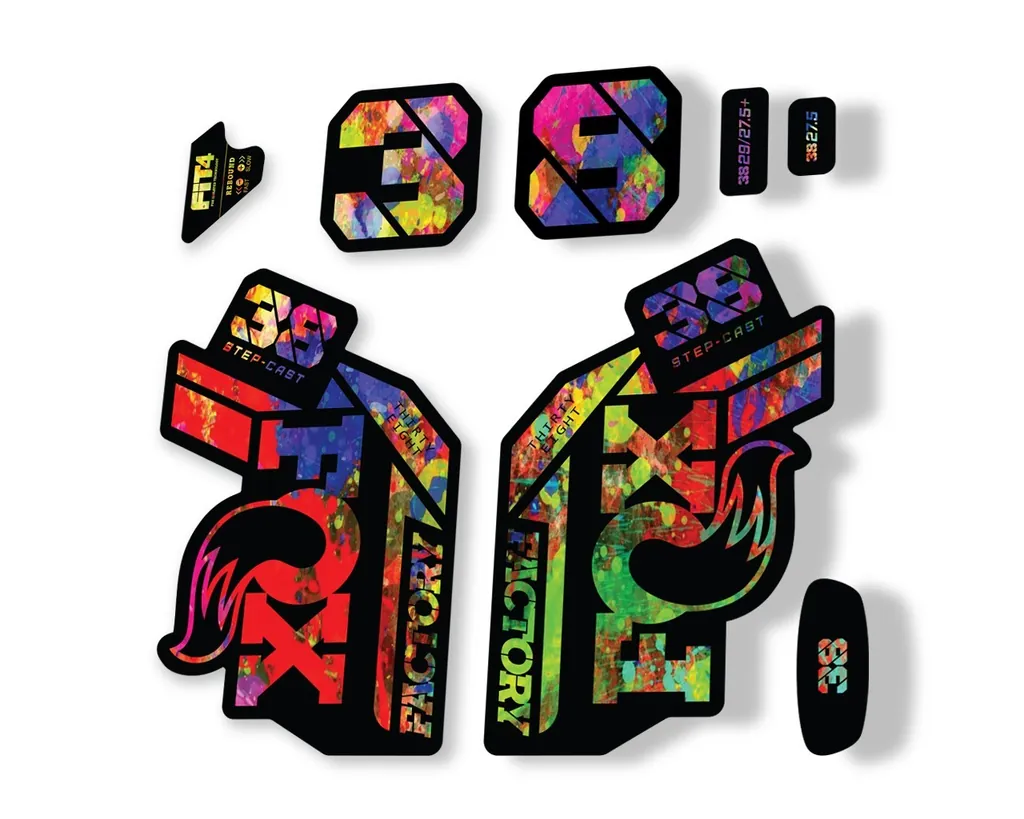 FOX 38 Step Cast SC 2021 Factory Fork Decals Suspension Sticker Oil Slick