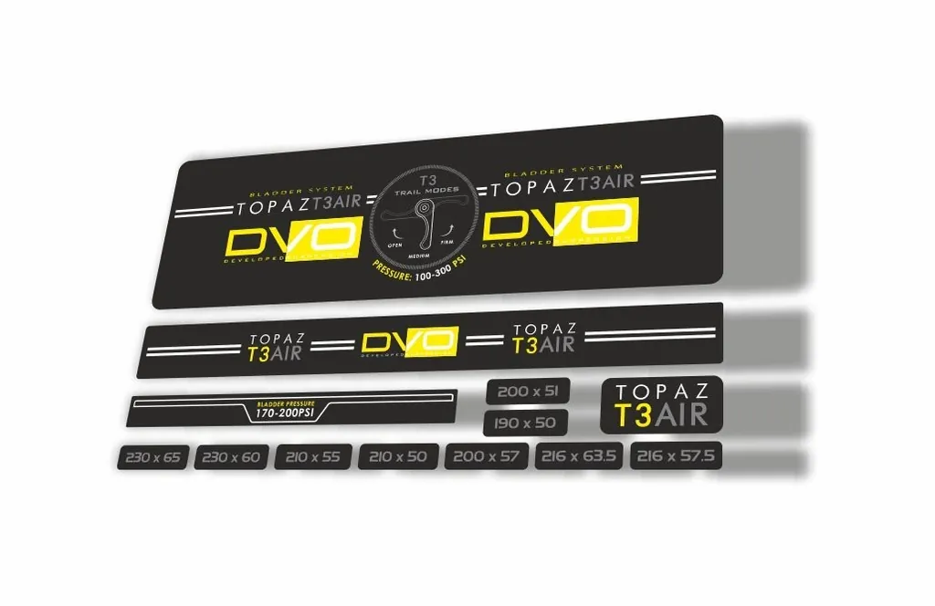DVO 2016 Topaz T3 Air Rear Shock Suspension Sticker Factory Decal Adhesiv Yellow
