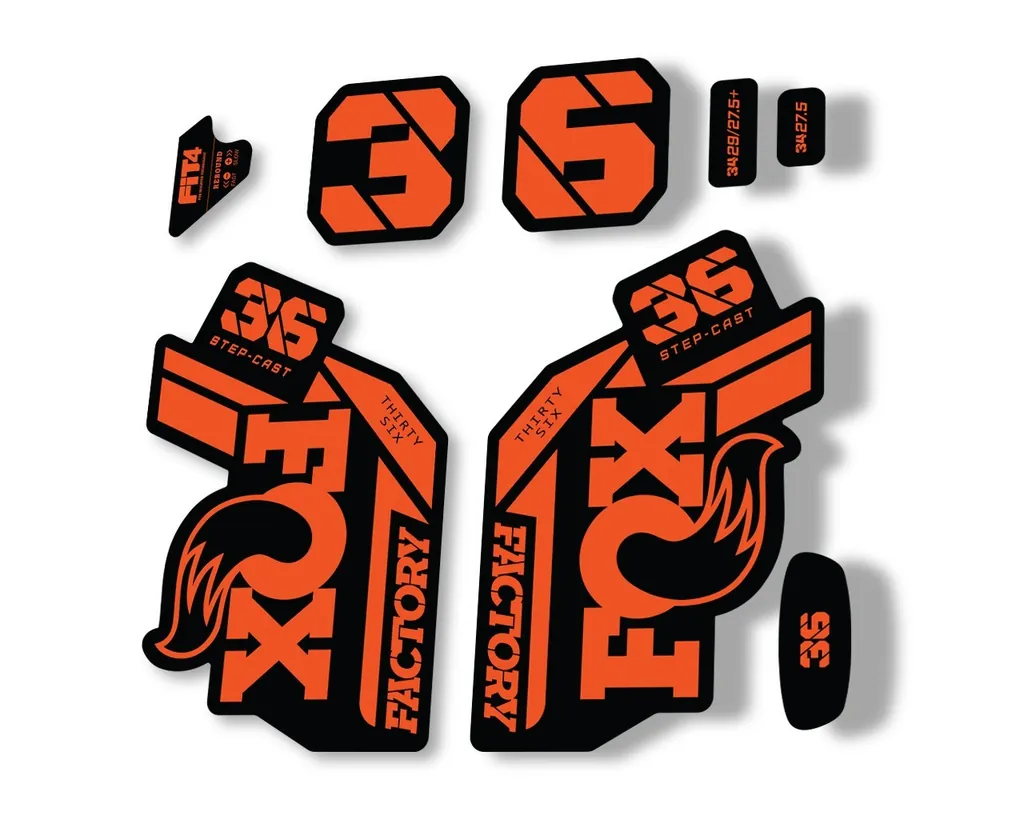 FOX 36 Step Cast SC 2021 Factory Fork Decals Suspension Sticker Adhesive Orange