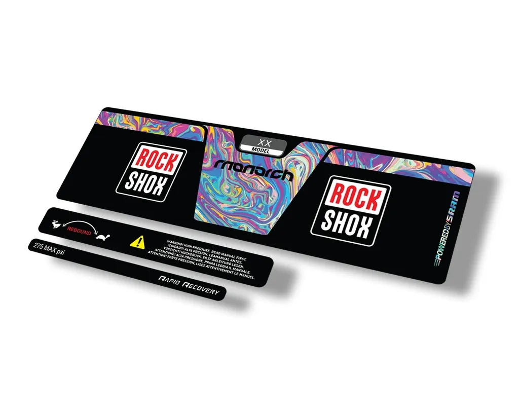 Rock Shox 2014 Monarch XX Rear Shock Decal Sticker Adhesive Set Oil Slick 1