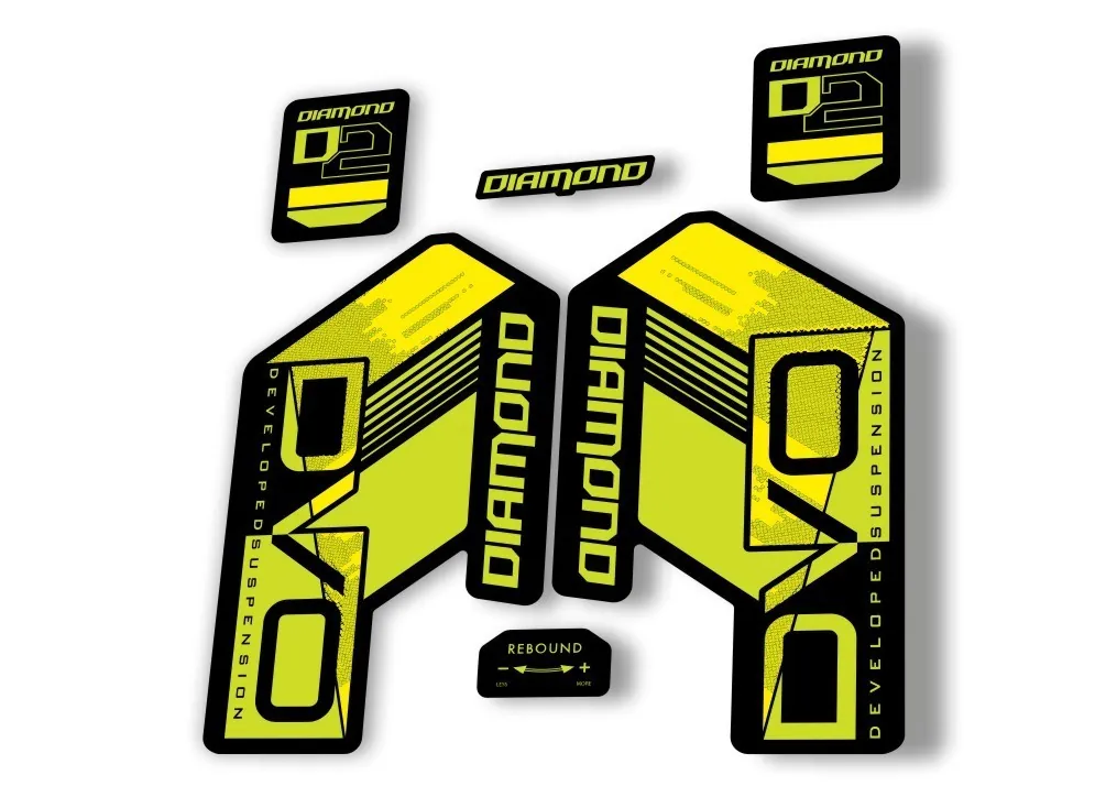 DVO Diamond D2 2020 Fork Suspension Sticker Decal Kit Adhesive Lime Green