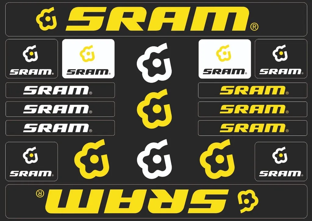 Bicycle Vinyl Stickers – Compatible with SRAM Bikes – Yellow