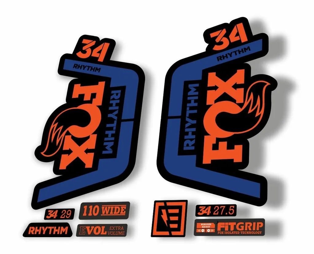 FOX 34 Rhythm 2019 Forks Suspension Factory Decal Sticker Dark Blue-Orange