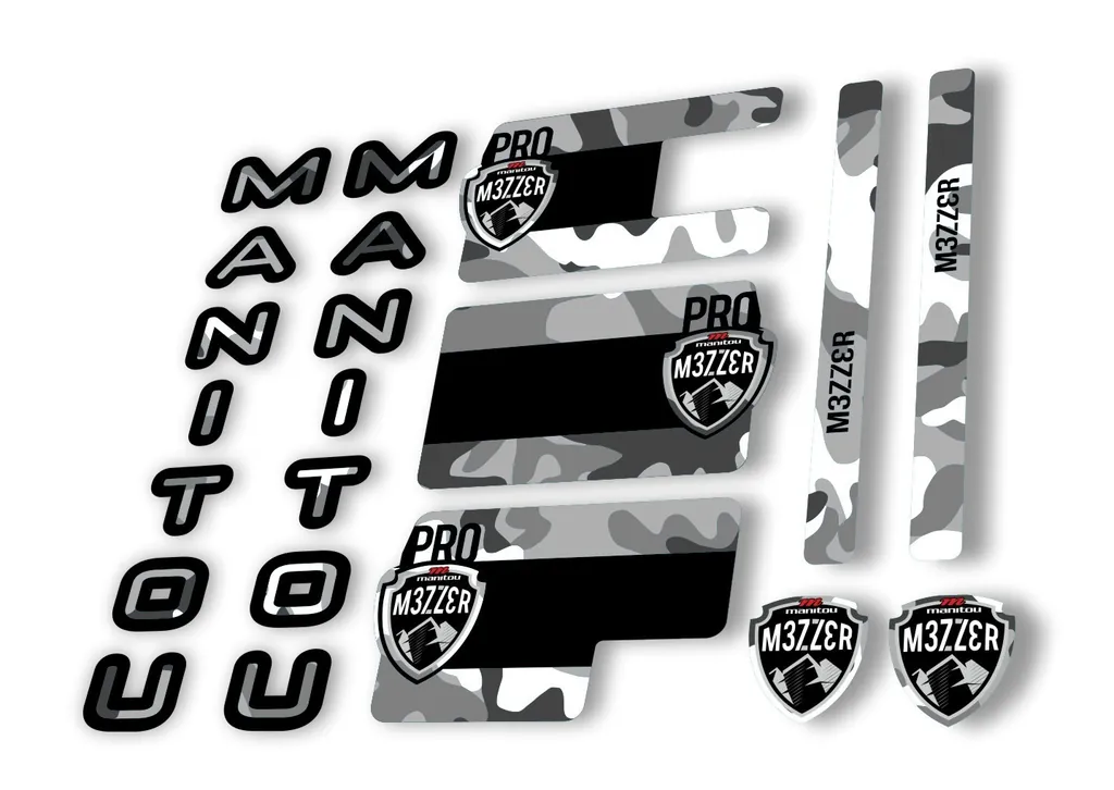 Manitou Mezzer Pro 2020 Fork Suspension Decal Kit Sticker Set White Camo