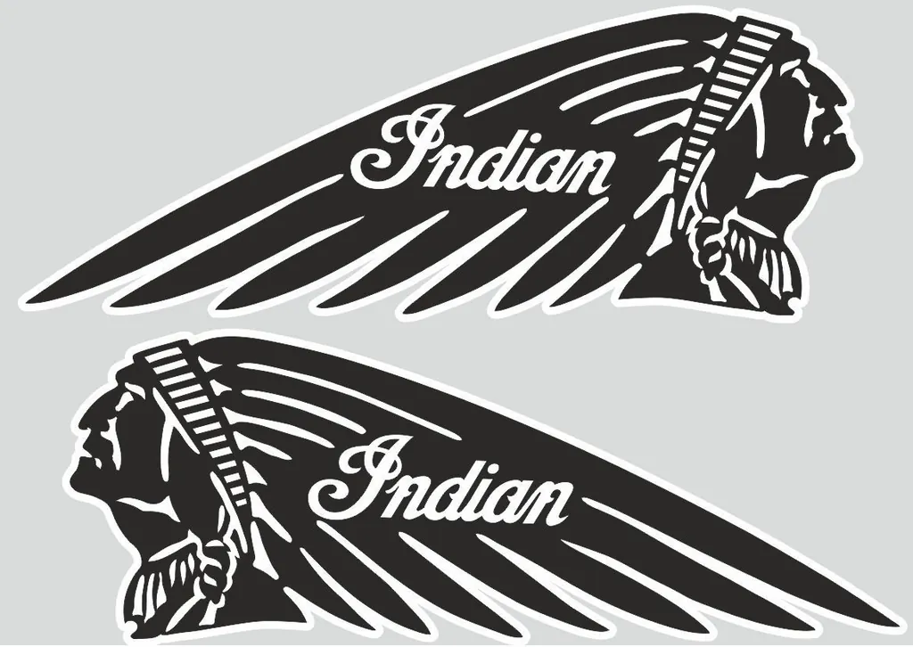 INDIAN WAR BONNET MOTORCYLES Vinyl Decal Adhesive Sticker 11"x4" Black 2 Pcs
