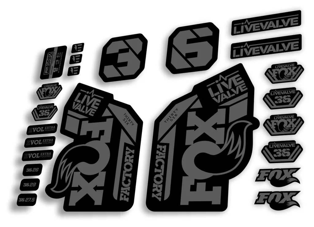 FOX 36 2022 Live Valve Forks Suspension Decal Sticker MTB Set Gray 24Pcs
