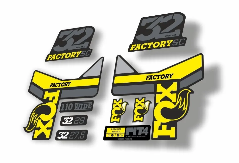 FOX 32 Step Cast SC  Fork Suspension Factory Decal Sticker Yellow Gray