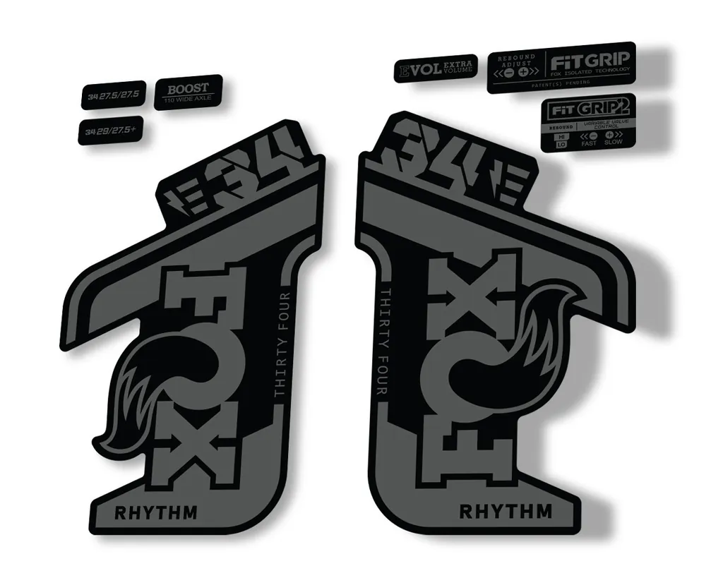 FOX 34 Rhythm E Bike 2021 Fork Decals Suspension Sticker Adhesive Gray
