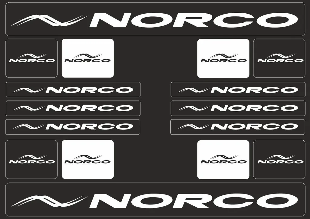 Bicycle Vinyl Stickers – Compatible with NORCO Mountain Bikes – White