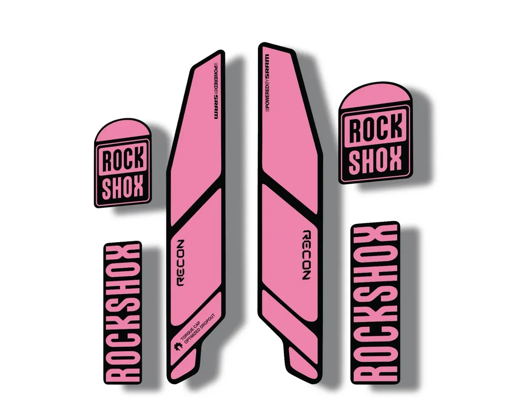 Rock Shox RECON 2014 Mountain Bike Cycling Decal Kit Sticker Adhesive Light Pink