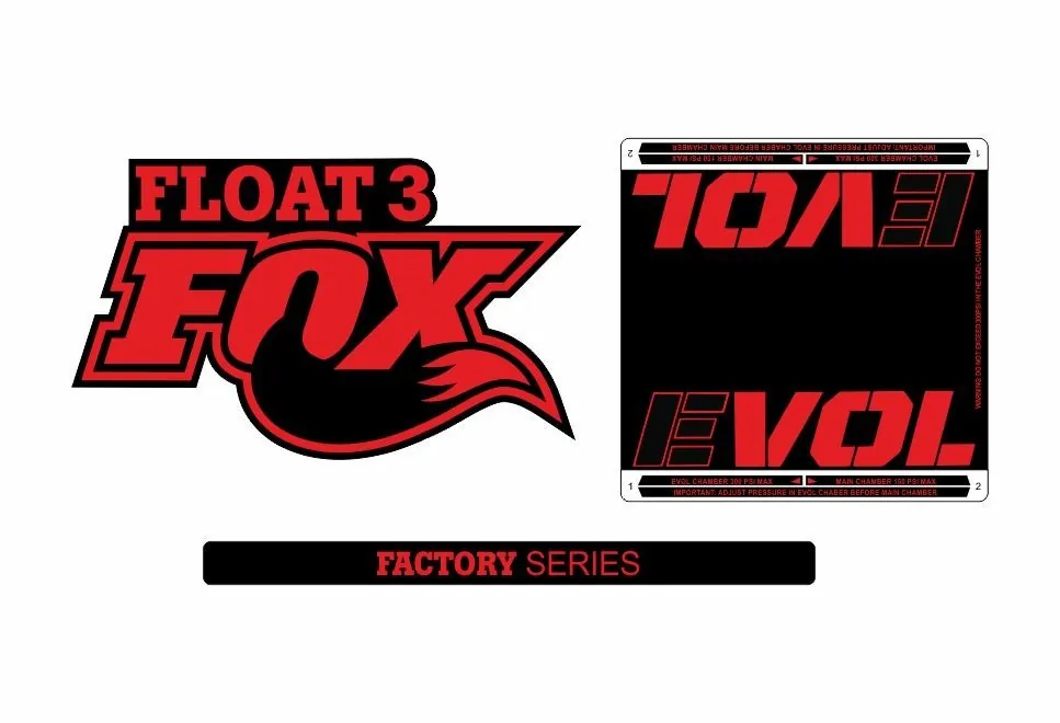 FOX Float 3 EVOL Snow Mobile Rear Shock Sticker Factory Decal Kit Adhesive Red