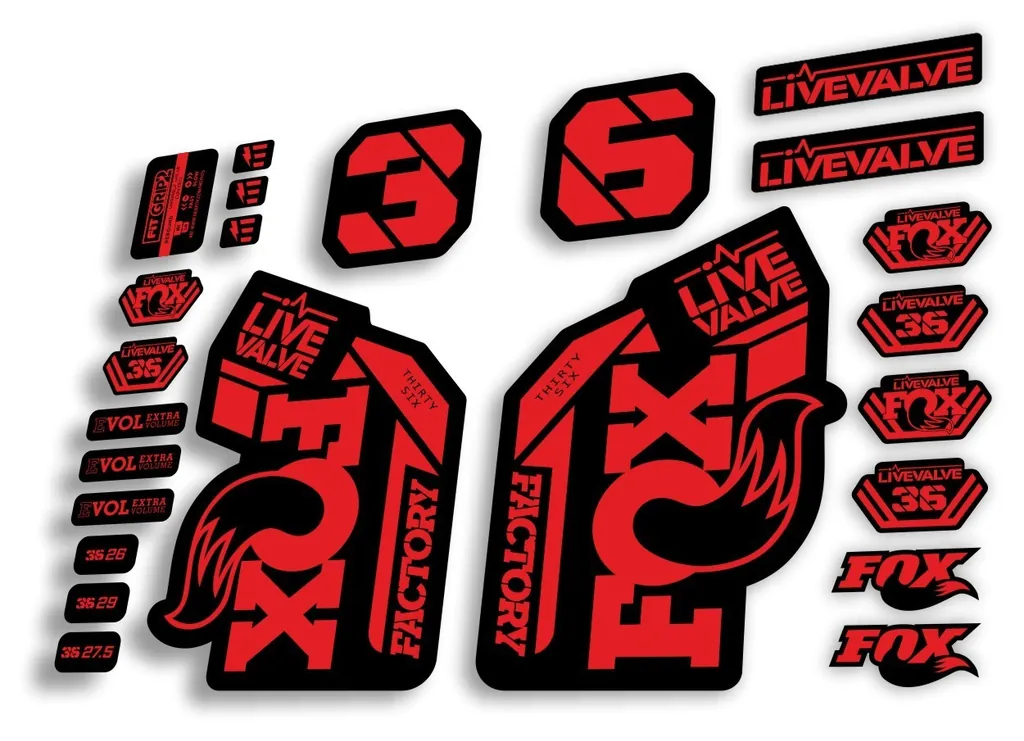 FOX 36 2022 Live Valve Forks Suspension Decal Sticker MTB Set Red 24Pcs