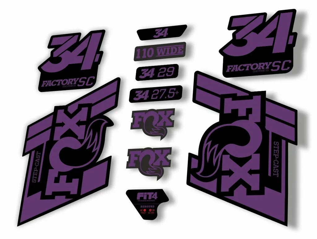 FOX 34 Step Cast SC 2019 Fork Suspension Factory Decal Stickers Adhesive Purple