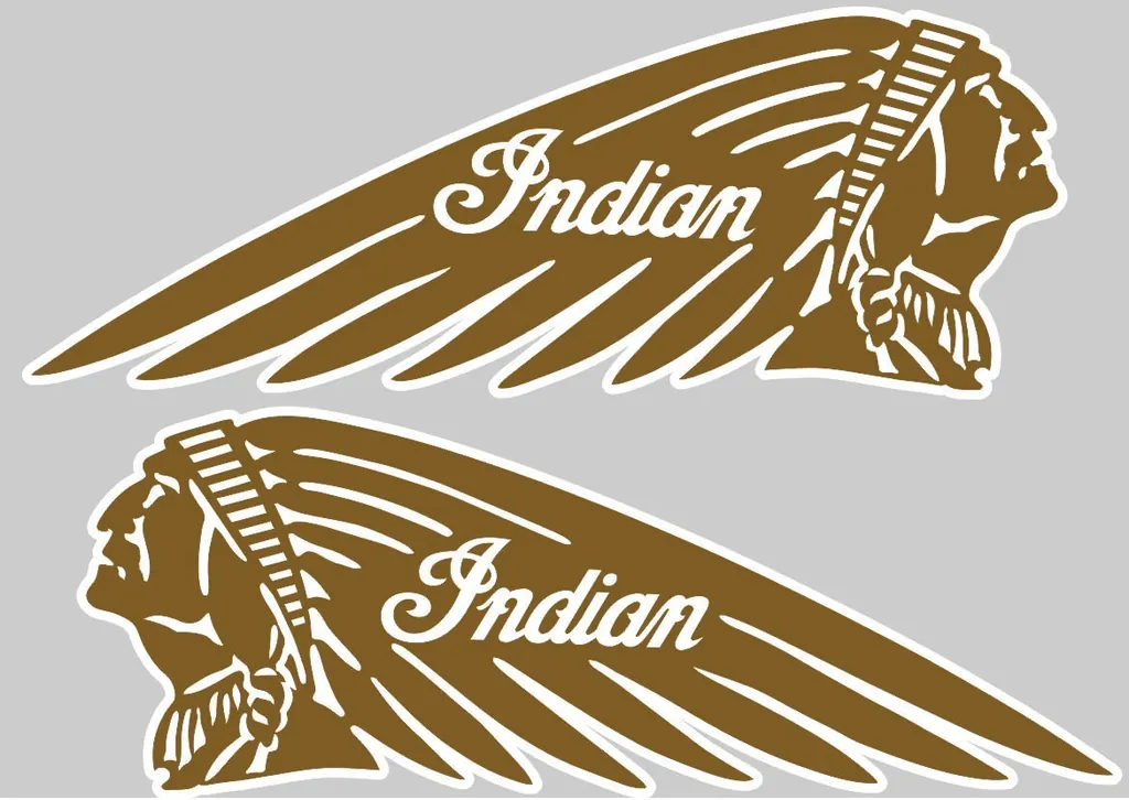 INDIAN WAR BONNET MOTORCYLES Vinyl Decal Adhesive Sticker 11"x4" Gold 2 Pcs
