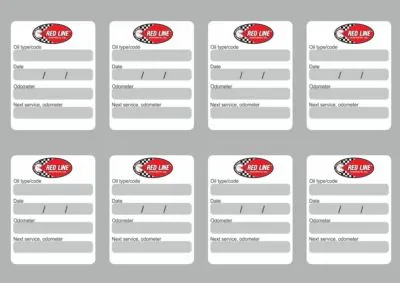 8x REDLINE Oil Change Service Reminder Decals Stickers Adhesive Labels Die Cut