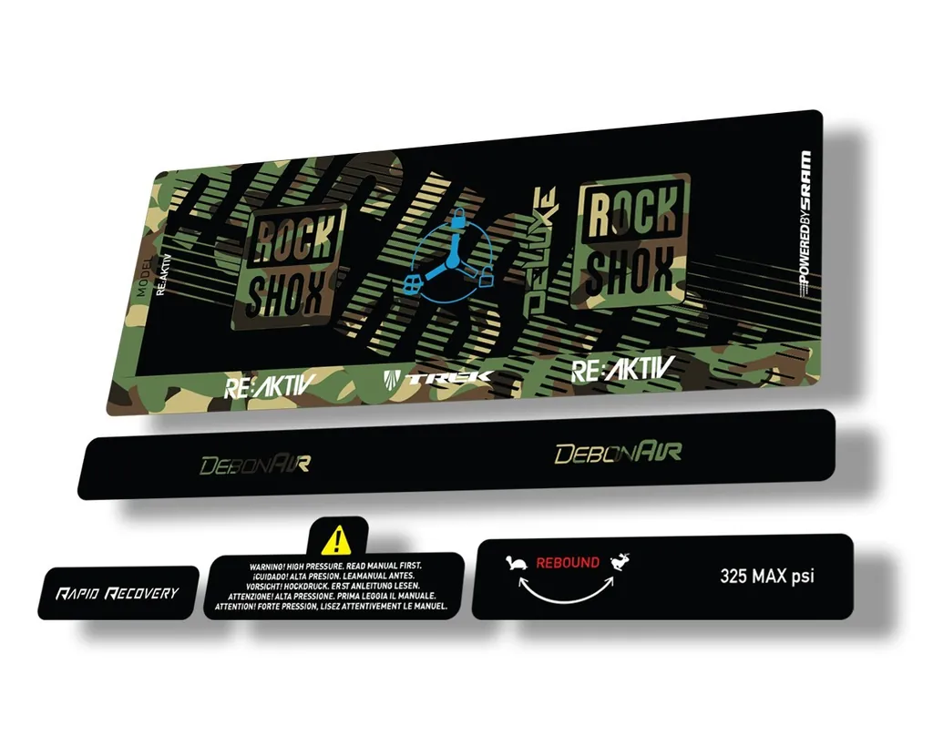 Rock Shox Deluxe RT3 RE AKTIV 2020 Rear Shock Decal Sticker Set Camo