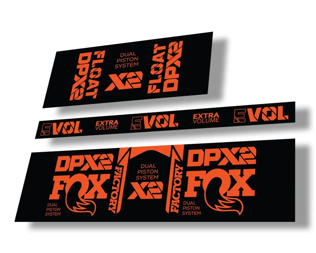 FOX Float DPX2 2021 Factory Rear Shock Suspension Sticker Decal Kit Orange