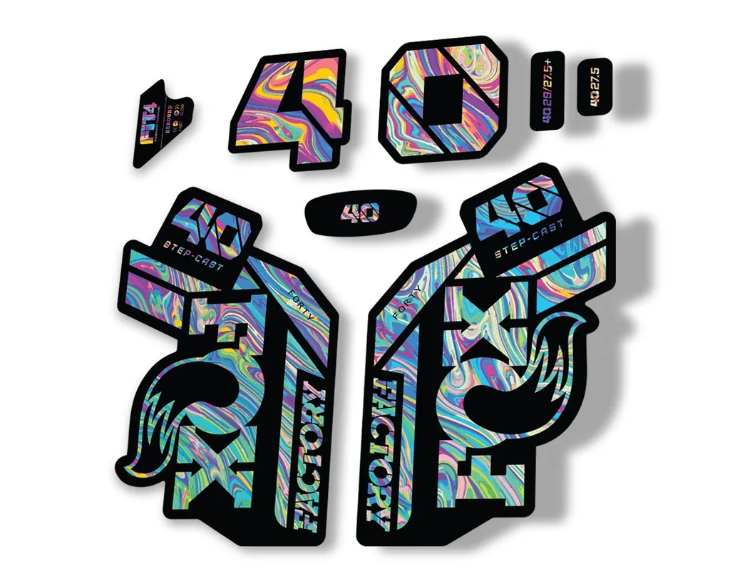 FOX 40 Step Cast SC 2021 Factory Fork Decals Suspension Sticker Oil Slick 1