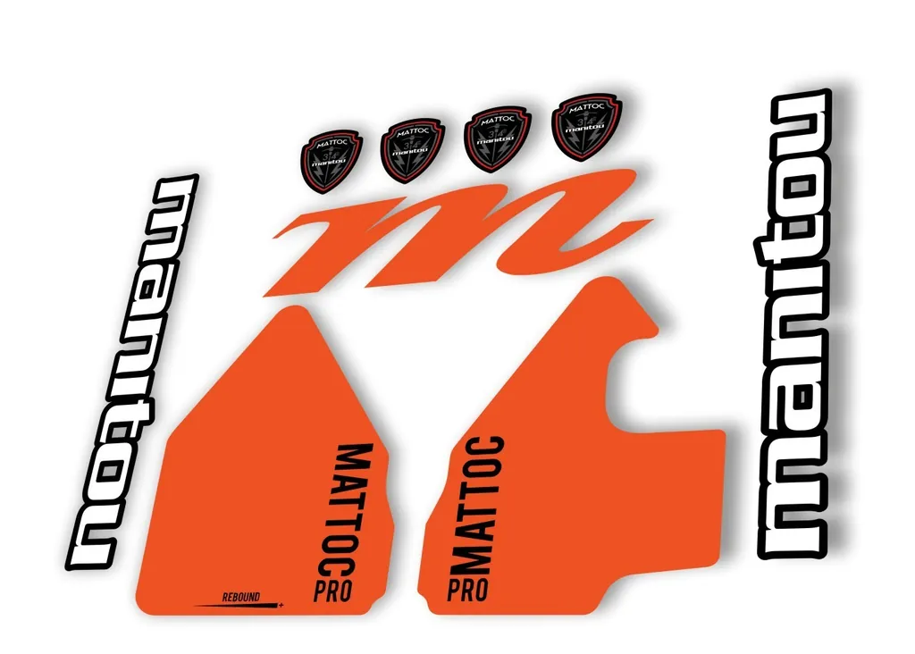 Manitou Mattoc Pro 2017 Fork Suspension Decal Kit Sticker Set Orange