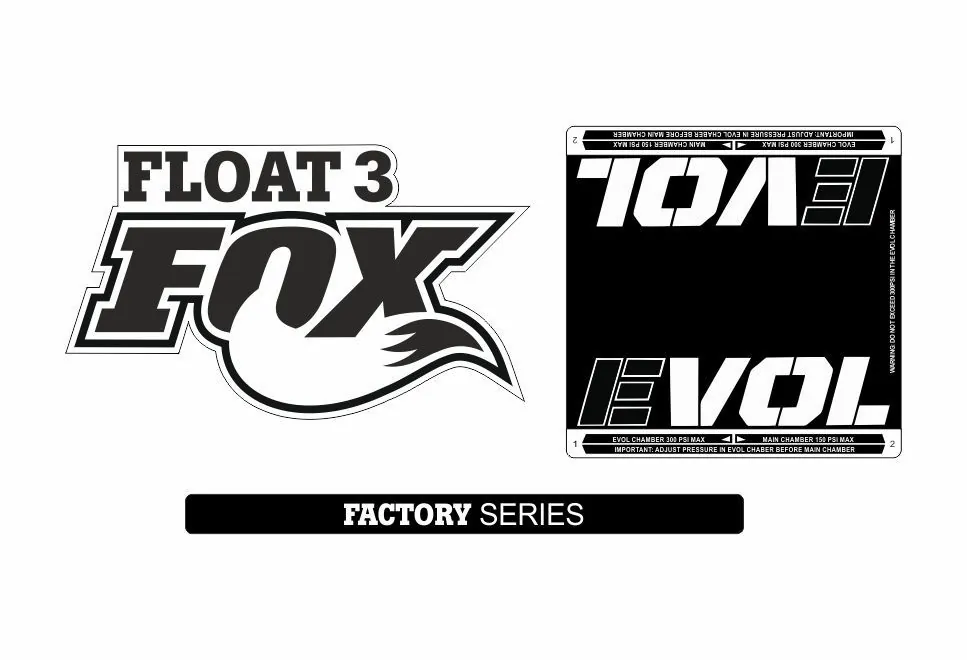 FOX Float 3 EVOL Snow Mobile Rear Shock Sticker Factory Decal Kit Adhesive White