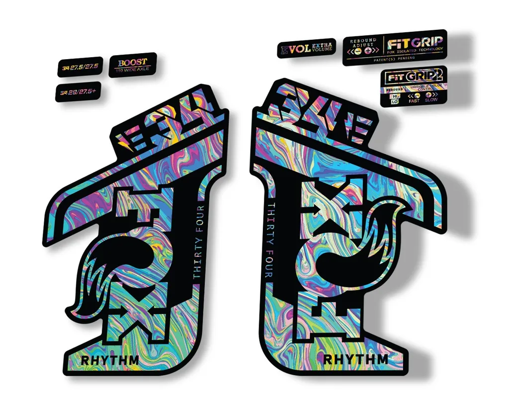 FOX 34 Rhythm E Bike 2021 Fork Decals Suspension Sticker Adhesive Oil Slick 1