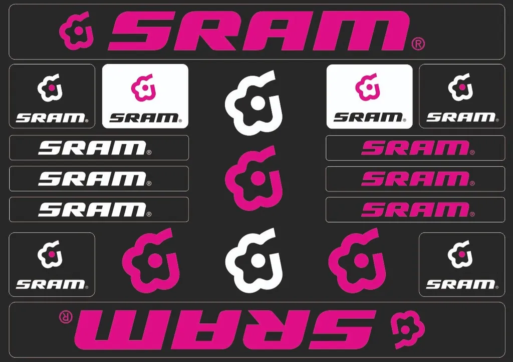 Bicycle Vinyl Stickers – Compatible with SRAM Bikes – Pink