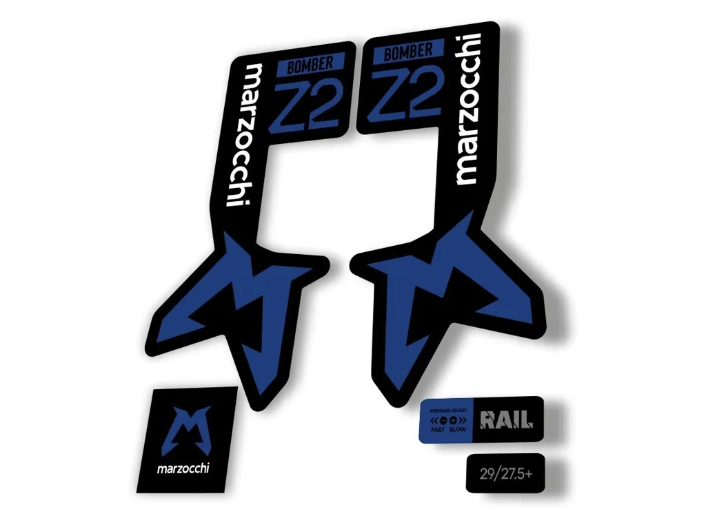 Marzocchi Bomber Z2 2025 Fork Suspension Sticker Decal Kit Adhesive Dark Blue
