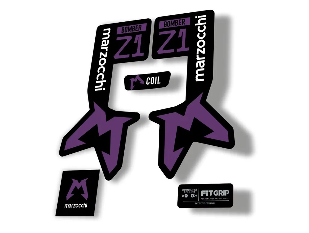 Marzocchi Bomber Z1 2025 2025 Fork Suspension Sticker Decal Kit Adhesive Purple