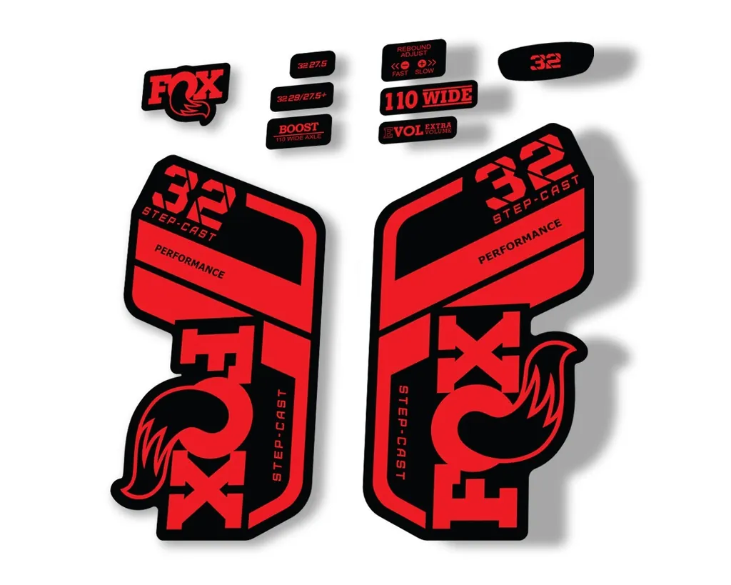 FOX 32 Step Cast Perf. 2021 Factory Fork Decals Suspension Sticker Red