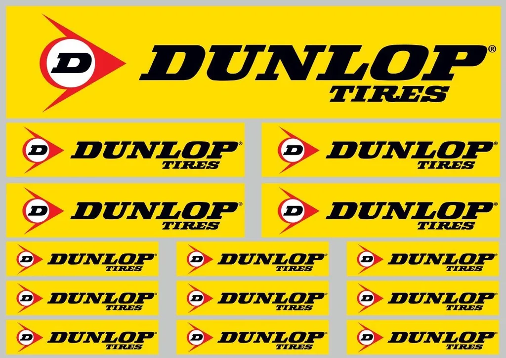 DUNLOP TYRES Decal Set Quality Stickers Vinyl Graphic Logo Adhesive Kit 14 Pcs