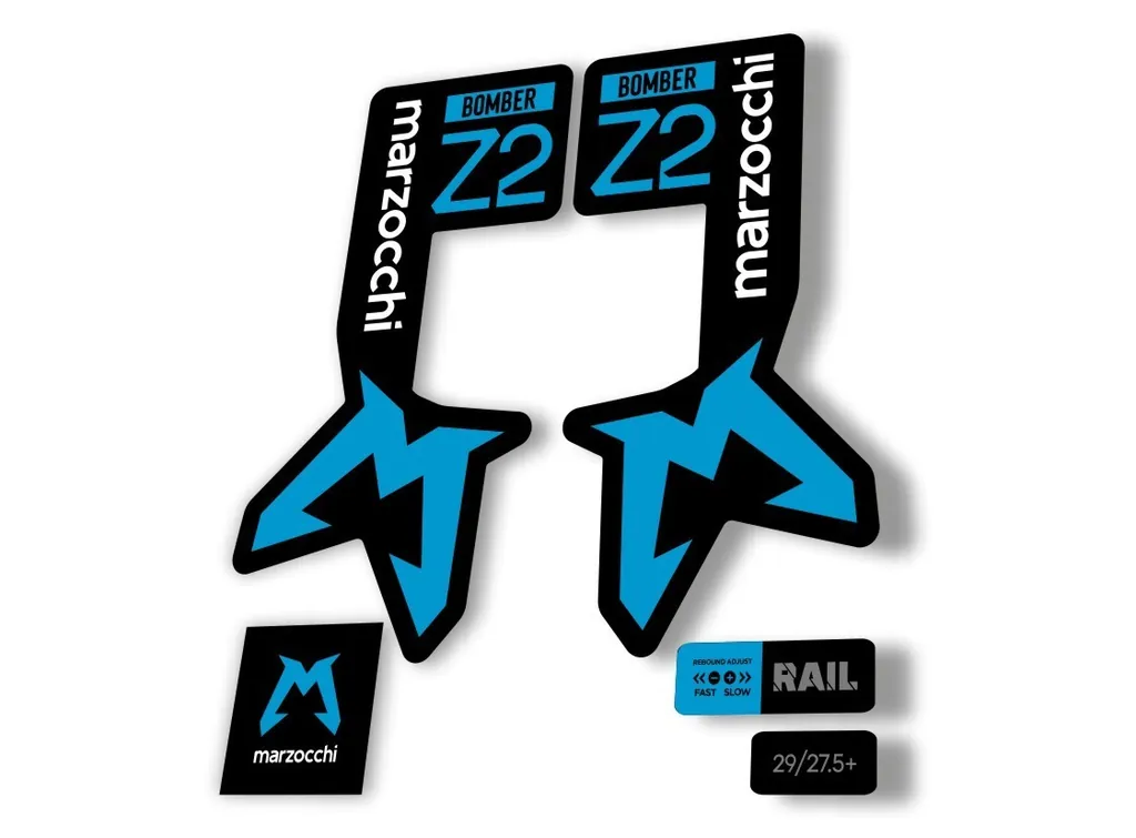 Marzocchi Bomber Z2 2025 Fork Suspension Sticker Decal Kit Adhesive Blue