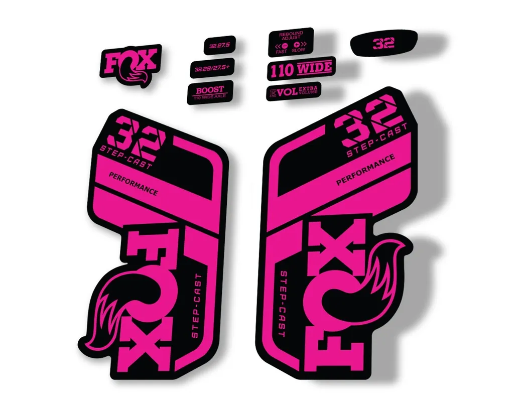 FOX 32 Step Cast Perf. 2021 Factory Fork Decals Suspension Sticker Pink