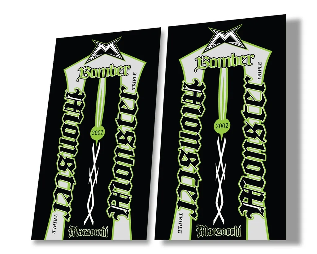 Marzocchi Bomber Monster 2002 Suspension Decal Kit Sticker Adhesive Green