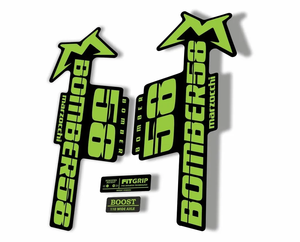 Marzocchi Bomber 58 2018 Fork Suspension Sticker Decal Kit Adhesive Green