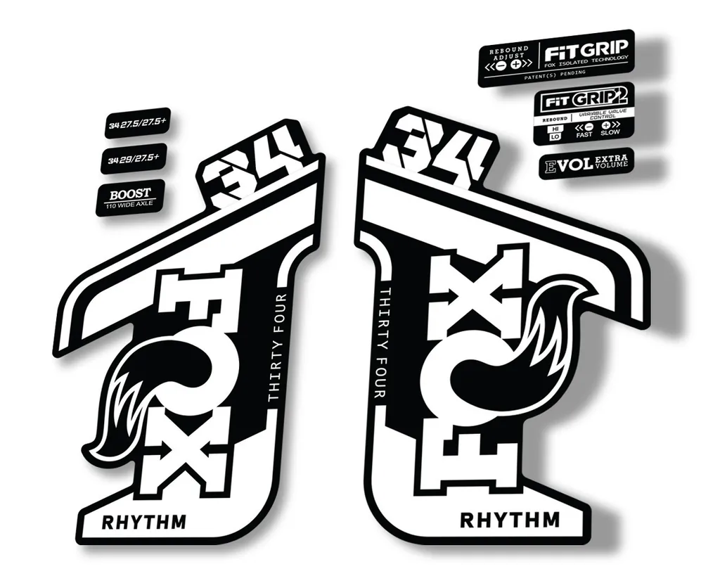 FOX 34 RHYTHM 2021 Fork Suspension Factory Sticker MTB Decal Adhesive White
