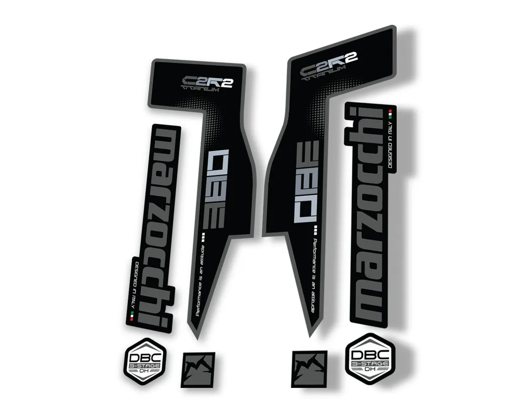Marzocchi 380 C2R2 Titanium Suspension Graphic Decal Kit Sticker Set Gray