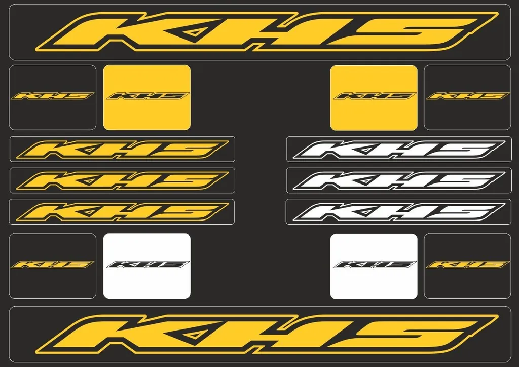 Bicycle Vinyl Frame Stickers – Compatible with KHS Mountain Bikes – Yellow