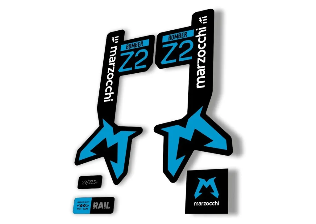 Marzocchi Bomber Z2 Eoptimized 2025 Fork Suspension Sticker Decal Kit Blue