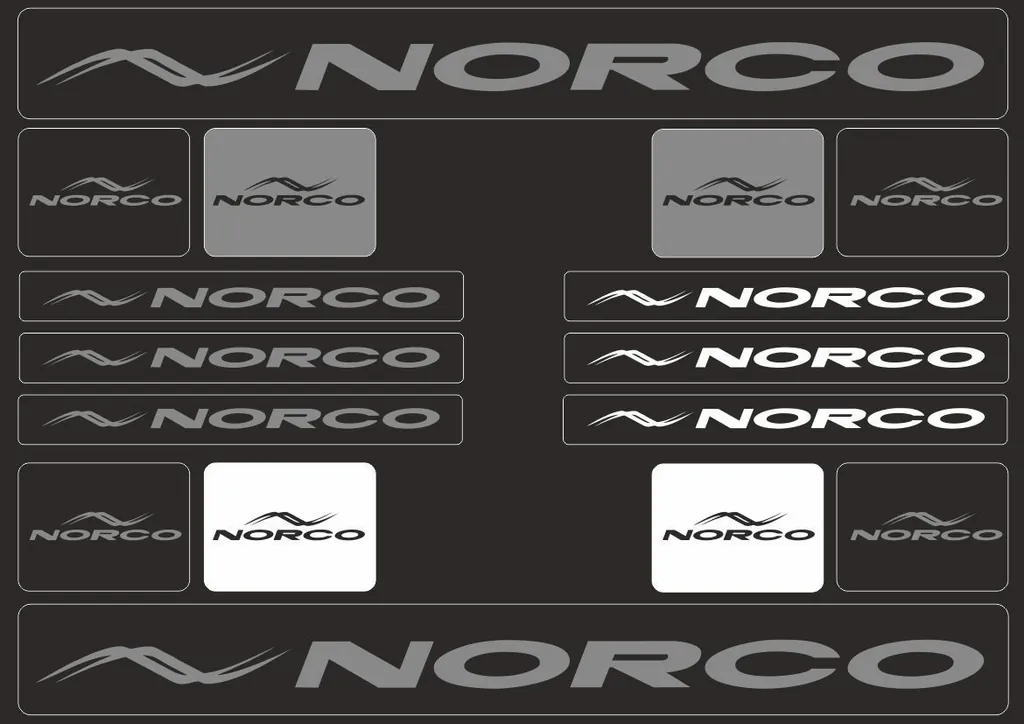 Bicycle Vinyl Stickers – Compatible with NORCO Mountain Bikes – Gray