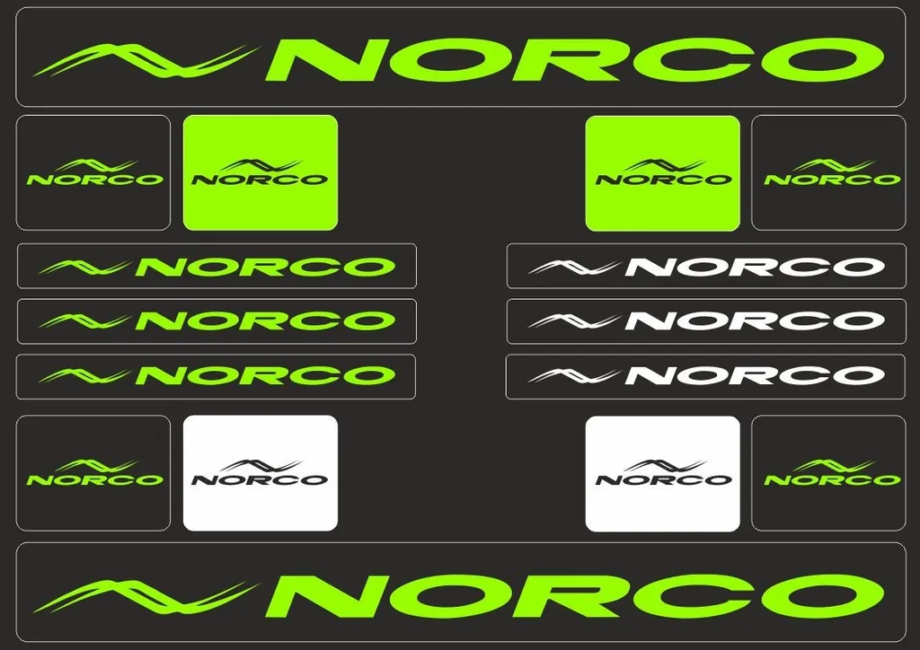 Bicycle Vinyl Stickers – Compatible with NORCO Mountain Bikes – Green